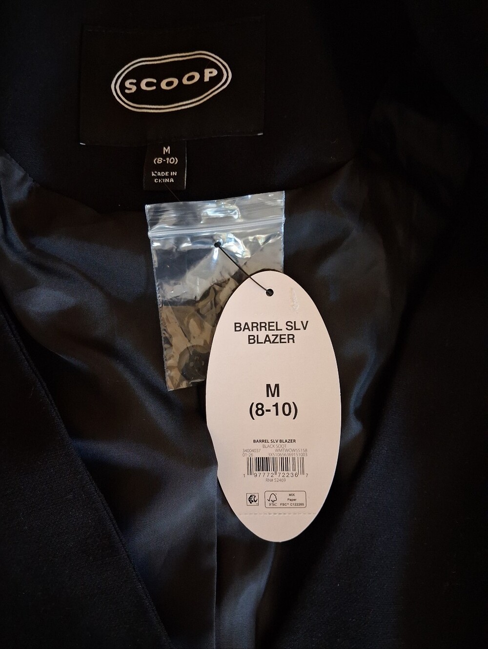 Barrel Sleeve Black Single-Button Blazer Jacket Size Med - Picture 8 of 12